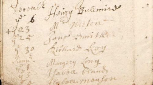 An extract from an old parish register, including the entry '23. Mrs Norton'
