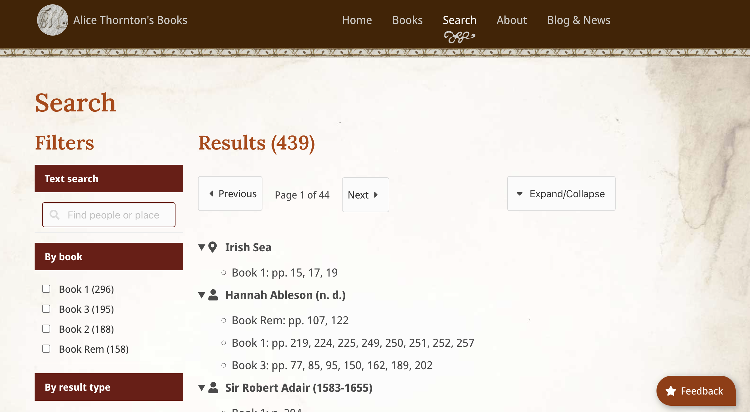 Alice Thornton’s Books: Search for People and Places