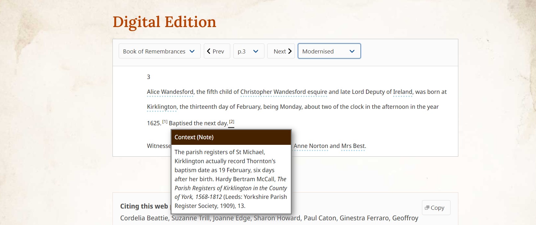 An image from the digital edition showing a pop-up box